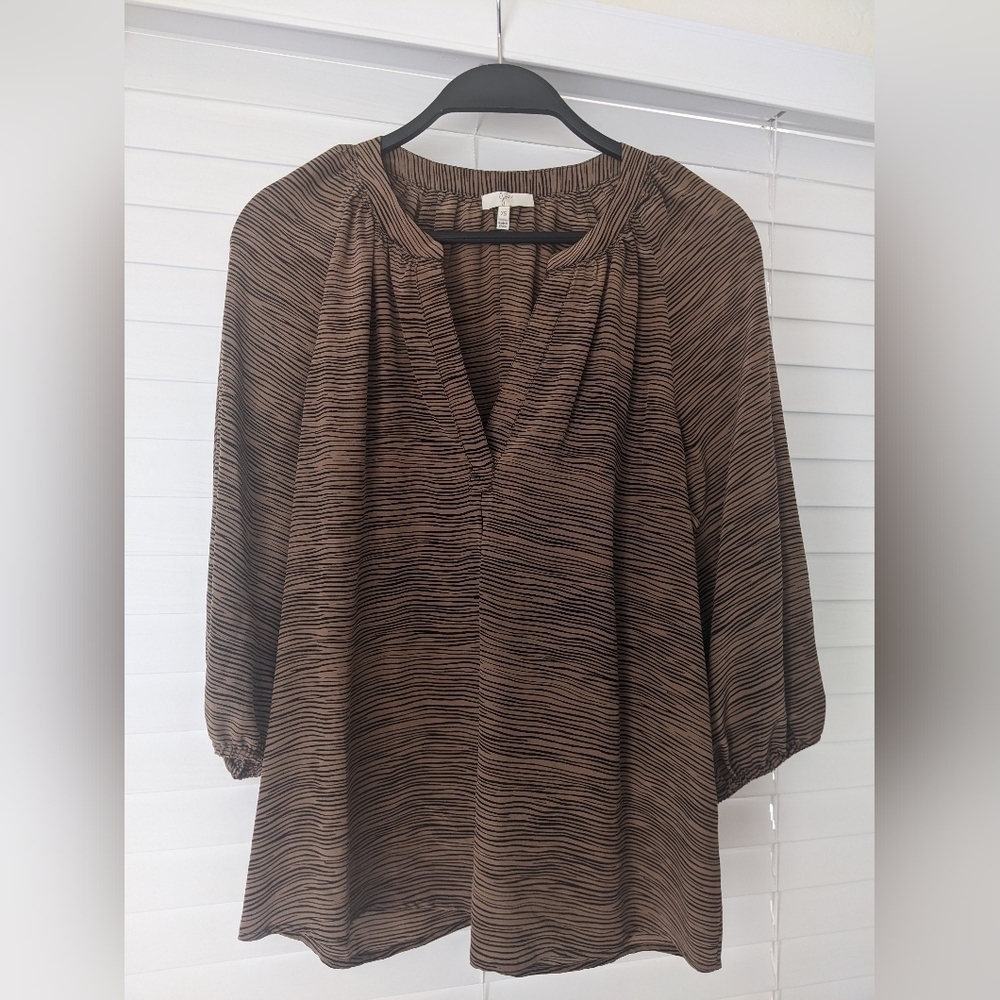 Joie 100% Silk Striped Animal Print Blouse Size XS